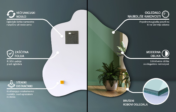 Specchio irregolare a forma di macchia 77x77 cm