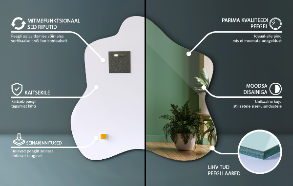 Specchio irregolare a forma di macchia 77x77 cm