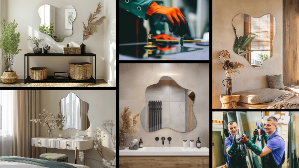 Specchio irregolare a forma di macchia 77x77 cm