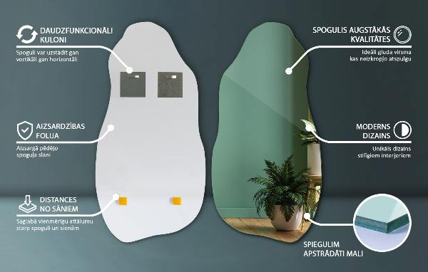 Specchio forma irregolare appeso originale 40x80