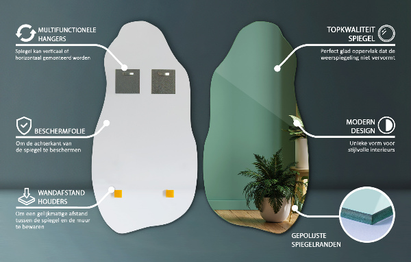 Specchio irregolare decorativo per la parete 45x90