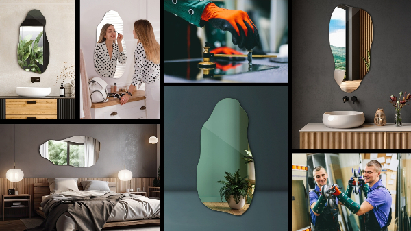 Specchio asimmetrico accessorio elegante senza cornice 50x100