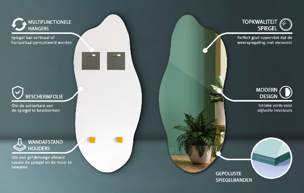 Specchio irregolare decorativo per il muro 35x80 cm