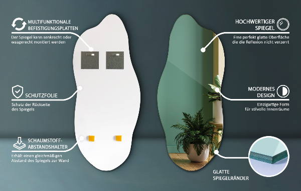 Specchio asimmetrico senza cornice 40x90 cm