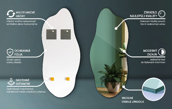 Specchio asimmetrico senza cornice 40x90 cm