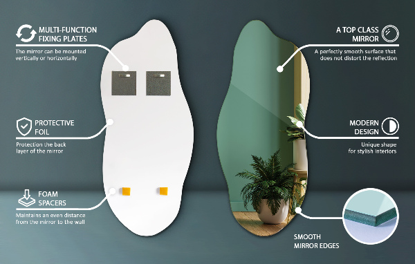 Specchio asimmetrico senza cornice 40x90 cm