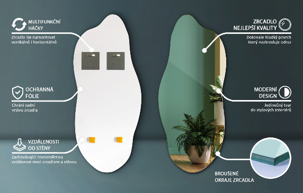 Specchio forma irregolare moderno 45x100 cm