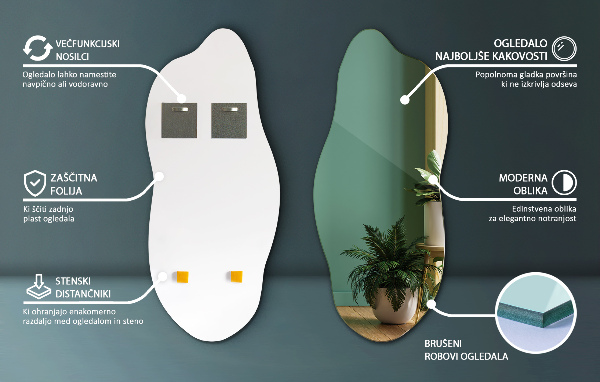 Specchio forma irregolare moderno 45x100 cm