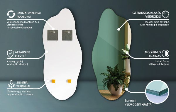 Specchio forma irregolare moderno 45x100 cm