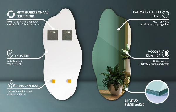 Specchio forma irregolare moderno 45x100 cm
