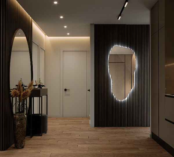 Specchio forma organica illuminato moderno minimalista 40x80 cm