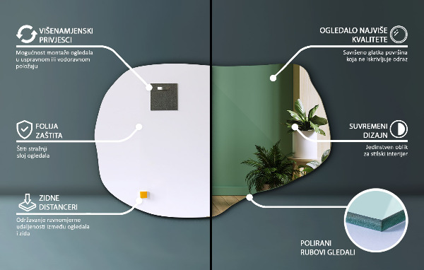 Specchio forma organica elegante 90x59 cm