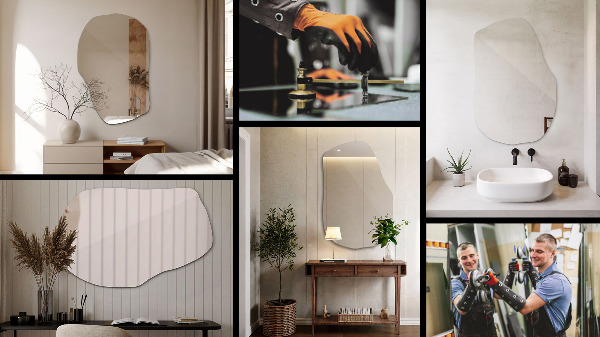 Specchio forma organica elegante 90x59 cm