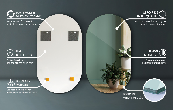 Specchio ovale vintage senza cornice 46x80 cm