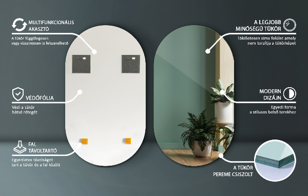 Specchio ovale vintage senza cornice 46x80 cm