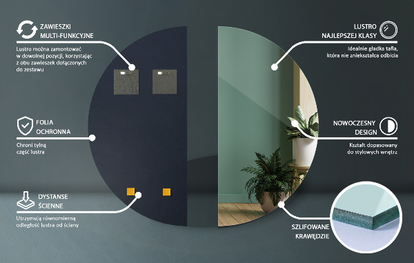 Specchio semicerchio da parete senza cornice 25x50 cm