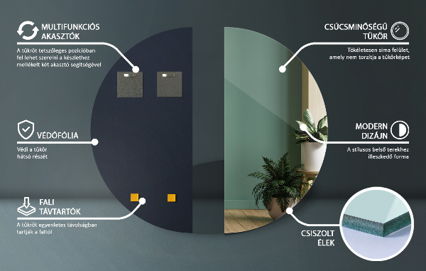 Specchio mezza luna senza cornice 50x100 cm