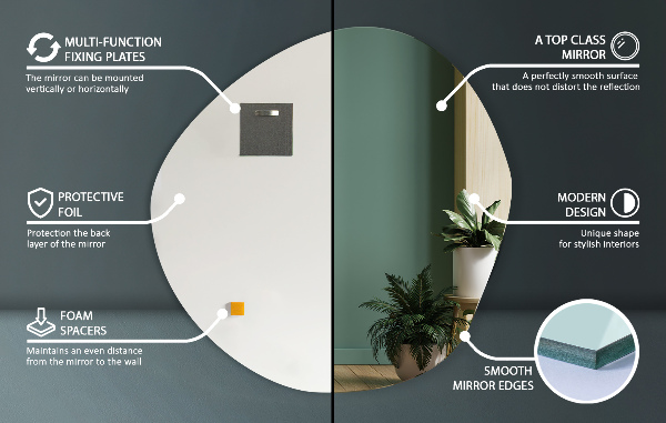 Specchio irregolare moderno senza cornice 58x58 cm