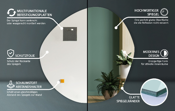 Specchio decorativo irregolare senza cornice 77x77 cm