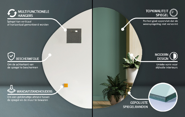 Specchio asimmetrico senza cornice 87x86 cm