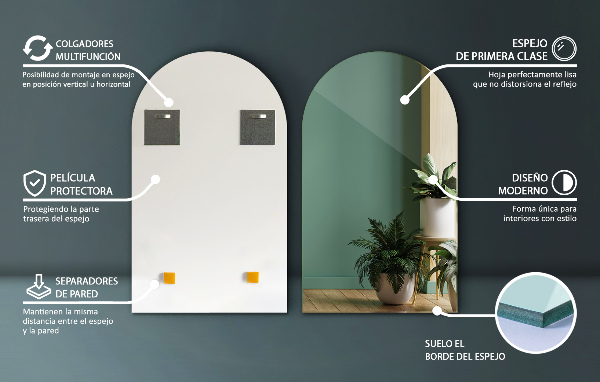 Specchio irregolare semiovale 40x70 cm