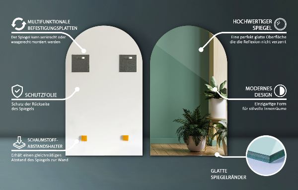 Specchio asimmetrico porticato 45x80 cm