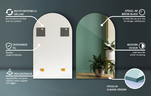 Specchio forma irregolare arcuato 50x90 cm
