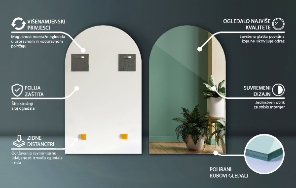 Specchio forma irregolare arcuato 50x90 cm