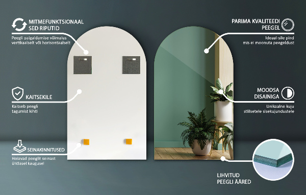 Specchio forma irregolare arcuato 50x90 cm