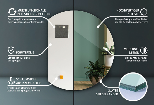 Specchio dal taglio irregolare 70x80 cm