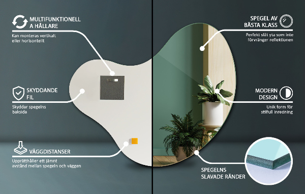 Specchio forma organica senza cornice 77x77 cm