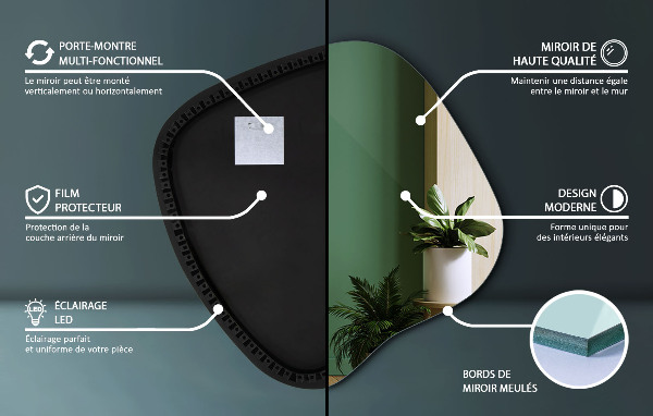 Specchio forma irregolare con led 59x58 cm