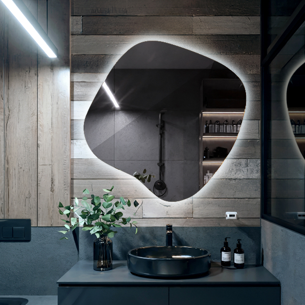 Specchio forma irregolare con led 77x77 cm