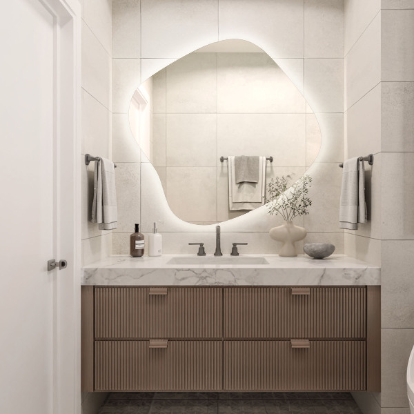 Specchio forma irregolare con led 77x77 cm