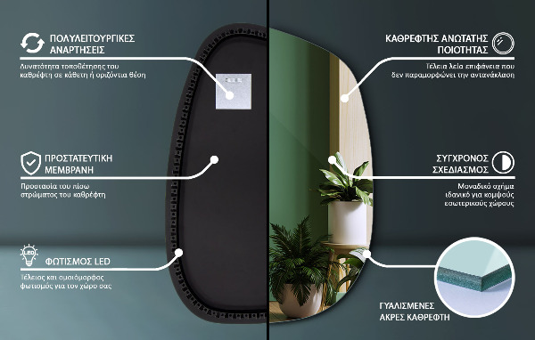 Specchio a forma di macchia con LED 49x34 cm