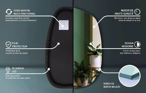 Specchio decorativo con LED 55x38 cm