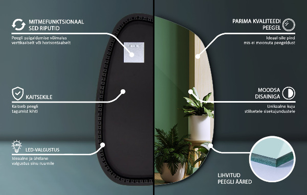 Specchio organico con LED 79x57 cm