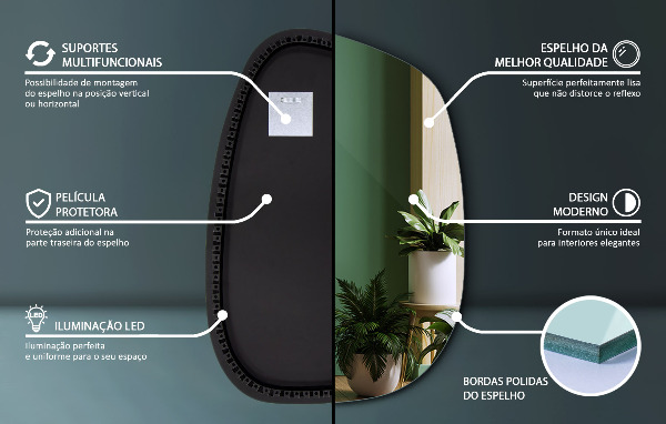 Specchio estetico con LED 91x66 cm