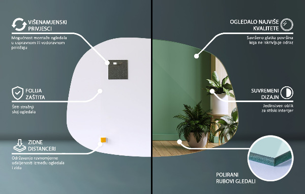 Specchio asimmetrico a forma di macchia 49x34 cm