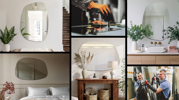 Specchio asimmetrico a forma di macchia 49x34 cm