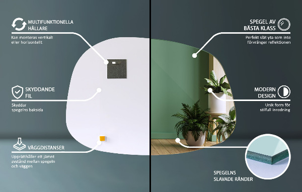 Specchio asimmetrico a forma di macchia 91x66 cm