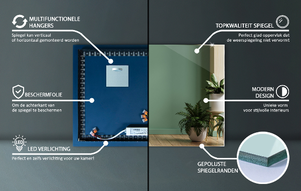 Specchio rettangolare con led 100x70 cm