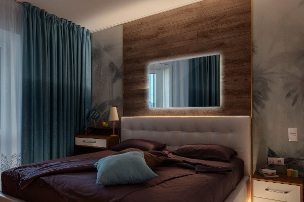 Specchio rettangolare decorativo con led 70x50 cm