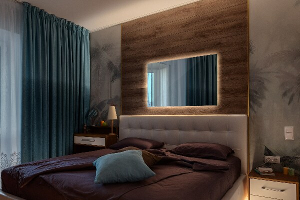 Specchio rettangolare decorativo con led 70x50 cm