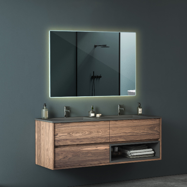 Specchiera bagno rettangolare con led 100x70 cm