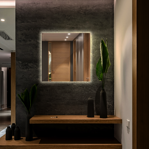 Specchio bagno rettangolare con luce 50x50 cm