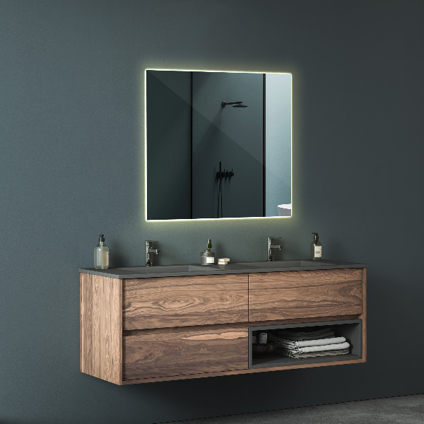 Specchio bagno rettangolare con luce 50x50 cm