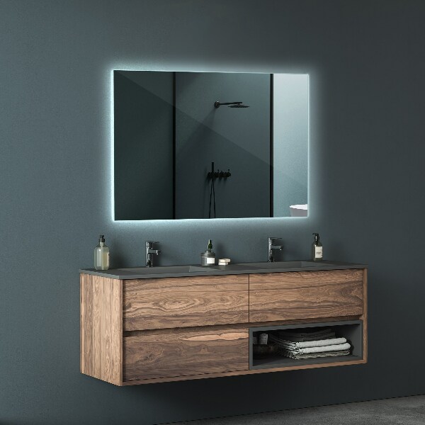 Specchio da bagno rettangolare retroilluminato 80x60 cm