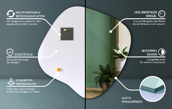 Specchio irregolare macchia originale 48x48 cm