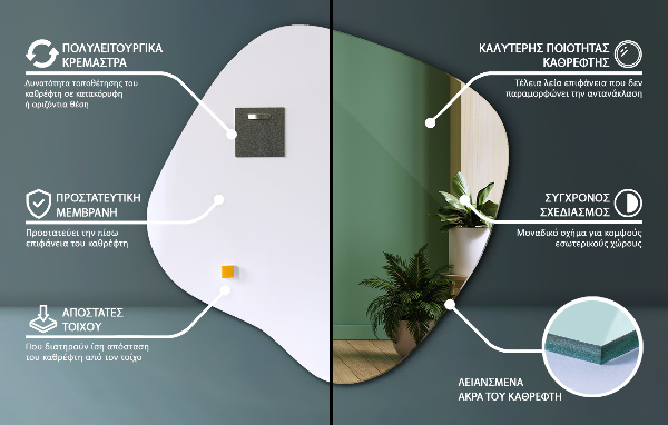 Specchio irregolare macchia originale 68x67 cm